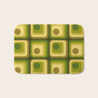 Retro 1970s Style Geometric Pattern in Gold Yellow and Avocado Green. Bath Mat Gallery Image 1