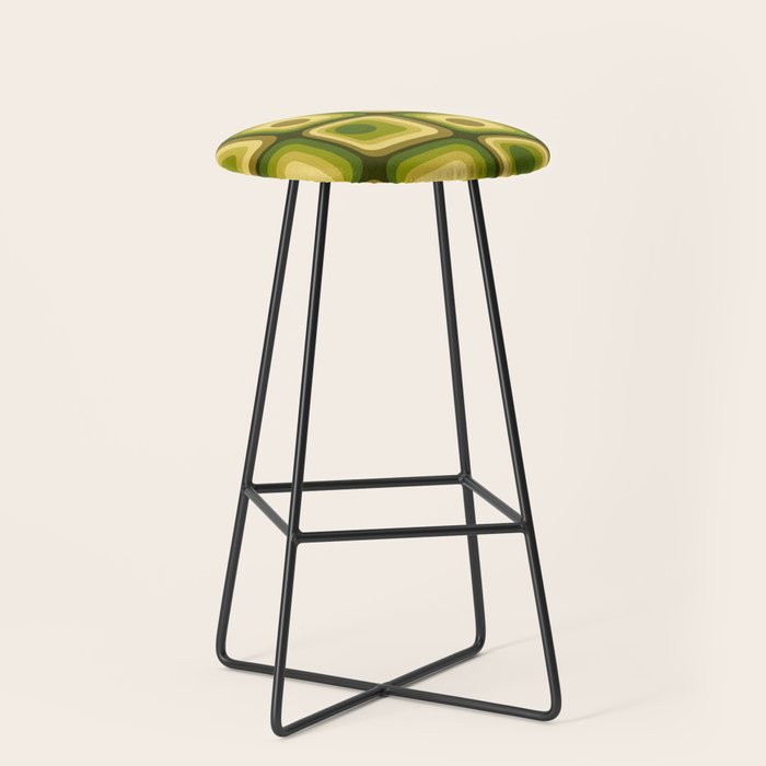 Retro 1970s Style Geometric Pattern in Gold Yellow and Avocado Green. Stool Gallery Image 1