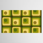 Retro 1970s Style Geometric Pattern in Gold Yellow and Avocado Green. Tablecloth Gallery Image 2