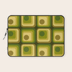 Retro 1970s Style Geometric Pattern in Gold Yellow and Avocado Green. Laptop Sleeve Gallery Image 1