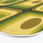 Retro 1970s Style Geometric Pattern in Gold Yellow and Avocado Green. Bath Mat Gallery Image 3