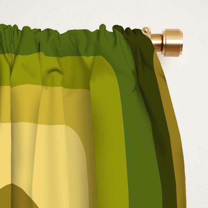 Retro 1970s Style Geometric Pattern in Gold Yellow and Avocado Green. Window Curtain Gallery Image 2