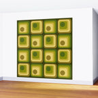 Retro 1970s Style Geometric Pattern in Gold Yellow and Avocado Green. Wall Mural Gallery Image 2