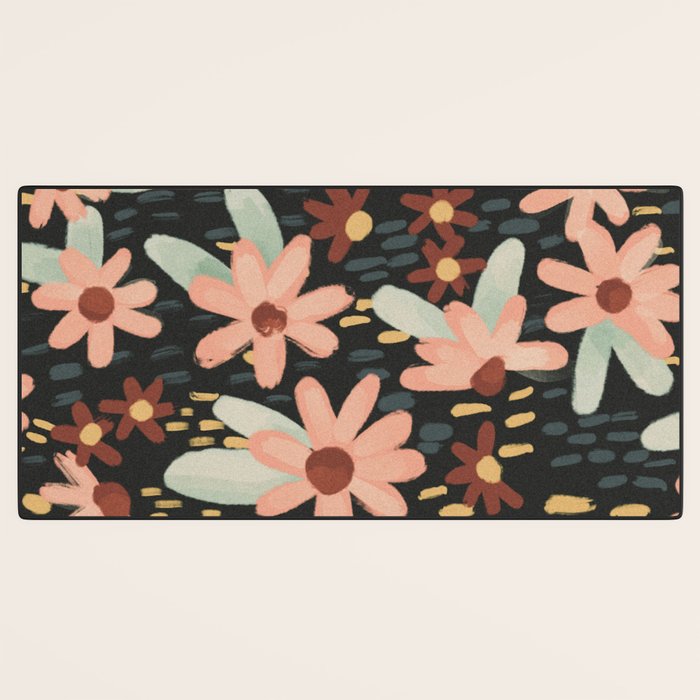 Kate Floral Dark Pattern Desk Mat Gallery Image 3