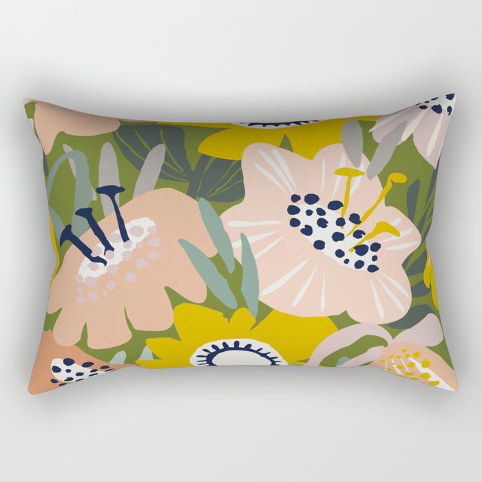 Cozy collection: mix and match happy florals Green love Rectangular Pillow Gallery Image 1