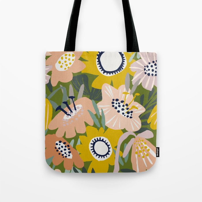 Cozy collection: mix and match happy florals Green love Tote Bag Gallery Image 1