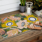 Cozy collection: mix and match happy florals Green love Outdoor Rug Gallery Image 2