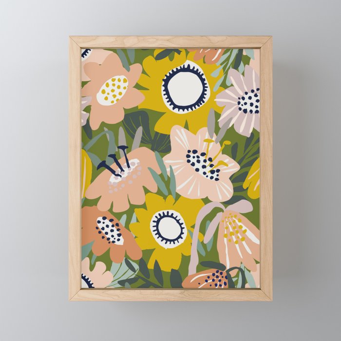 Cozy collection: mix and match happy florals Green love Mini Art Print Gallery Image 1