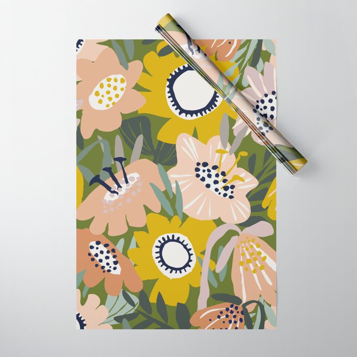 Cozy collection: mix and match happy florals Green love Wrapping Paper Gallery Image 1
