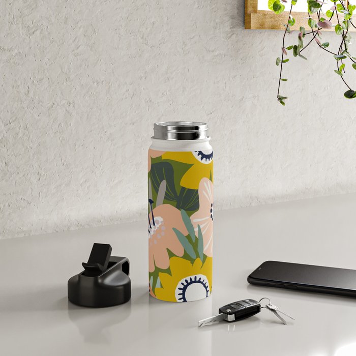 Cozy collection: mix and match happy florals Green love Water Bottle Gallery Image 4