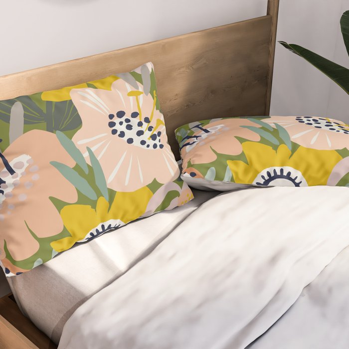 Cozy collection: mix and match happy florals Green love Pillow Sham Gallery Image 2