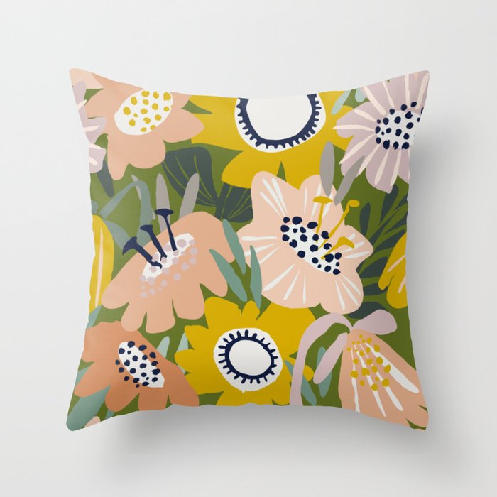 Cozy collection: mix and match happy florals Green love Throw Pillow Gallery Image 6