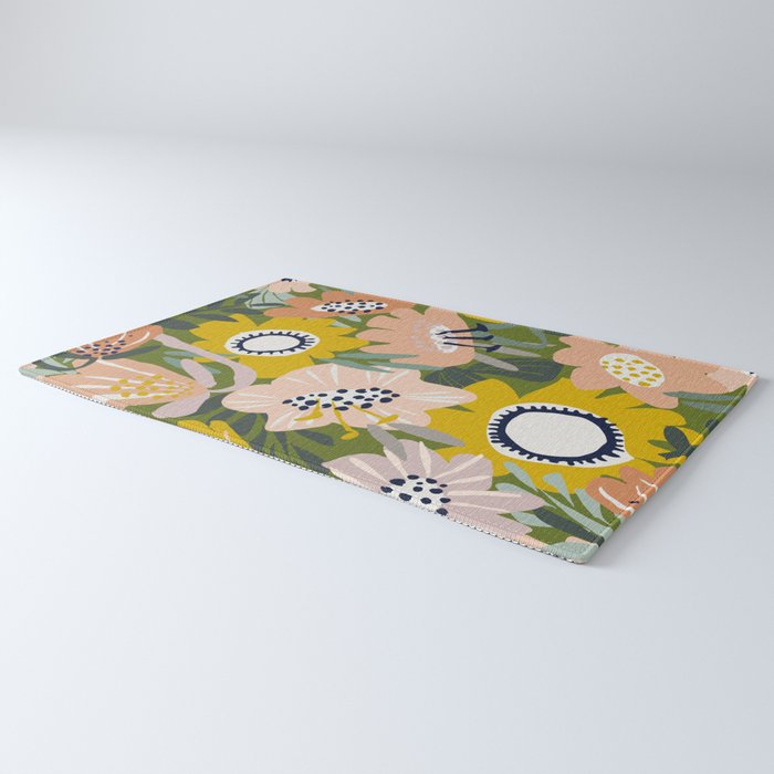 Cozy collection: mix and match happy florals Green love Rug Gallery Image 3