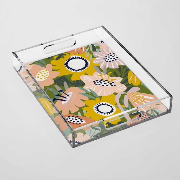 Cozy collection: mix and match happy florals Green love Acrylic Tray Gallery Image 1