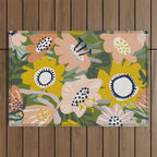 Cozy collection: mix and match happy florals Green love Outdoor Rug Gallery Image 1