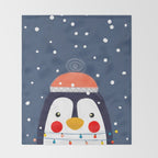 Christmas Penguin with fairy lights no2 Throw Blanket Gallery Image 2