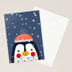 Christmas Penguin with fairy lights no2 Stationery Card Gallery Image 2