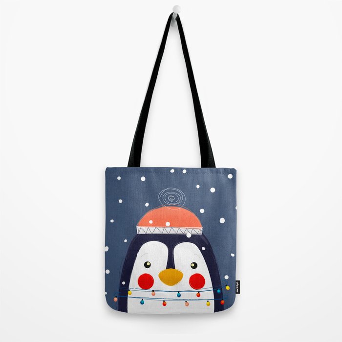 Christmas Penguin with fairy lights no2 Tote Bag Gallery Image 2