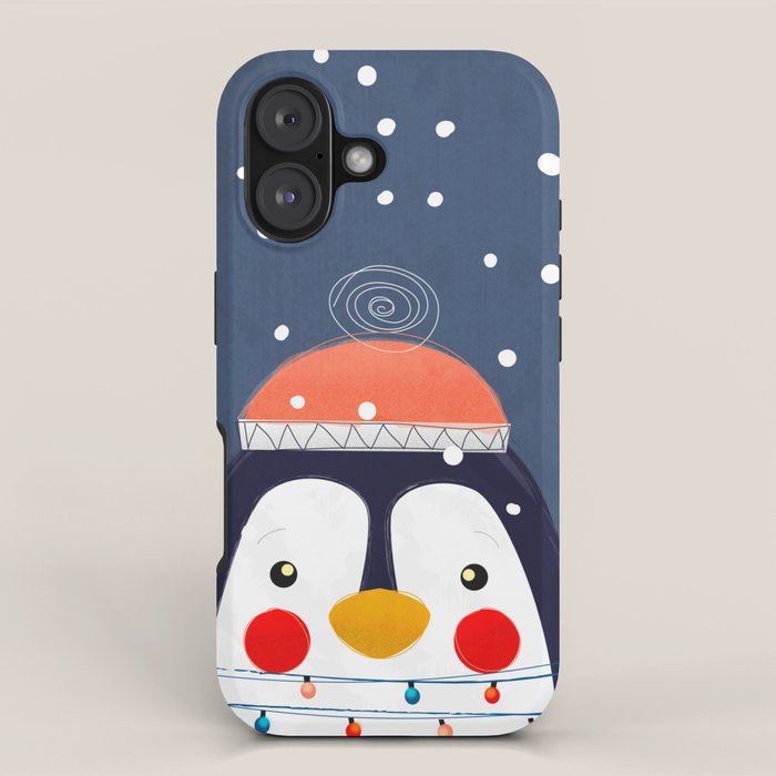 Christmas Penguin with fairy lights no2 iPhone Case Gallery Image 1