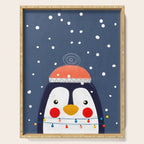 Christmas Penguin with fairy lights no2 Serving Tray Gallery Image 1