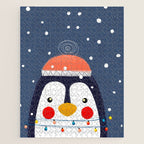 Christmas Penguin with fairy lights no2 Jigsaw Puzzle Gallery Image 1