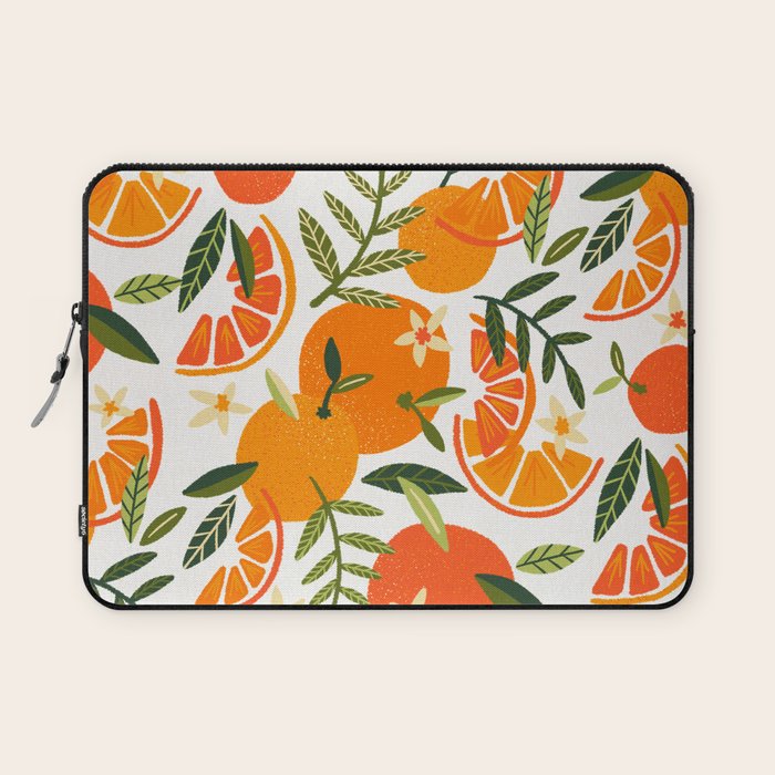 Orange Blooms - White Palette Laptop Sleeve Gallery Image 1