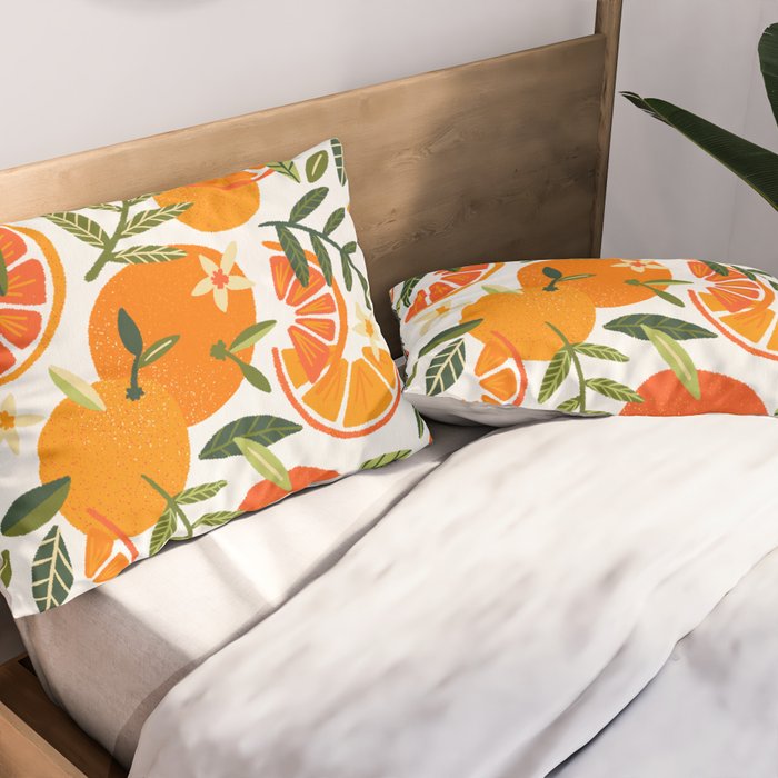 Orange Blooms - White Palette Pillow Sham Gallery Image 2