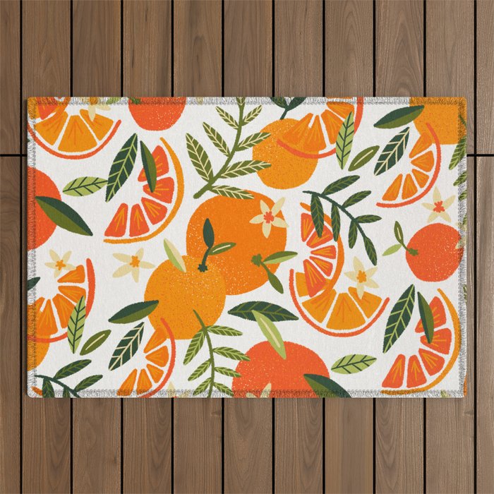 Orange Blooms - White Palette Outdoor Rug Gallery Image 1