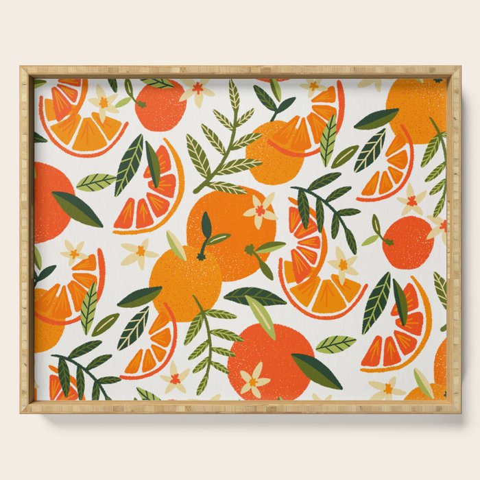 Orange Blooms - White Palette Serving Tray Gallery Image 1