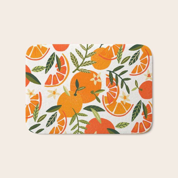 Orange Blooms - White Palette Bath Mat Gallery Image 1
