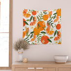 Orange Blooms - White Palette Wall Tapestry Gallery Image 2
