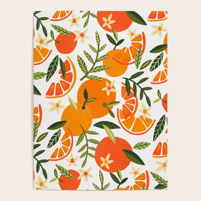 Orange Blooms - White Palette Poster Gallery Image 1