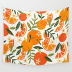 Orange Blooms - White Palette Wall Tapestry Gallery Image 4