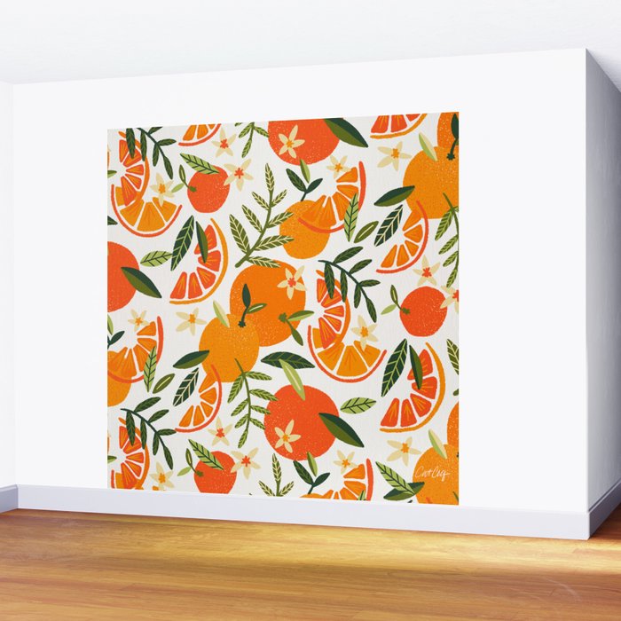 Orange Blooms - White Palette Wall Mural Gallery Image 2