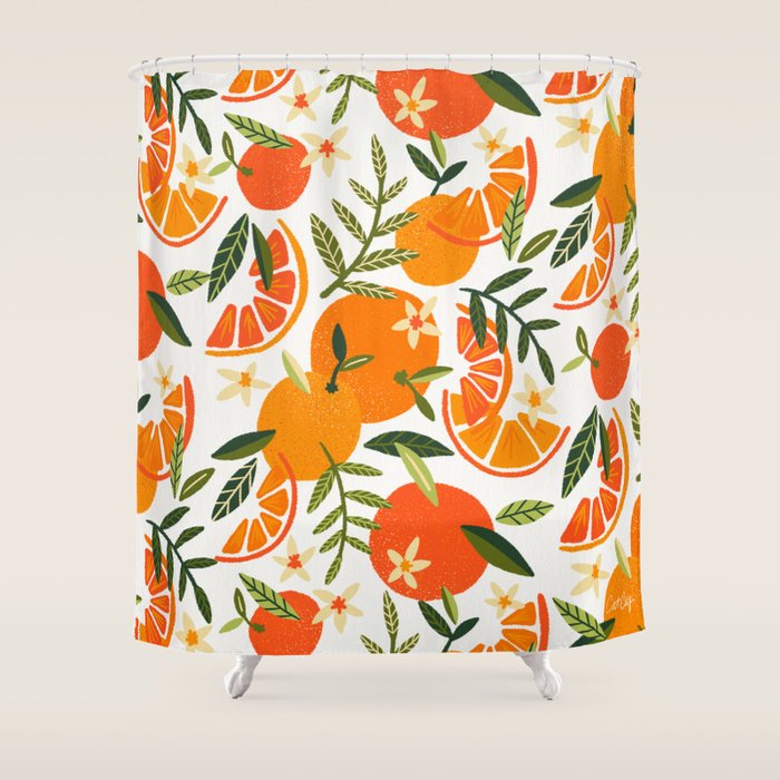 Orange Blooms - White Palette Shower Curtain Gallery Image 1