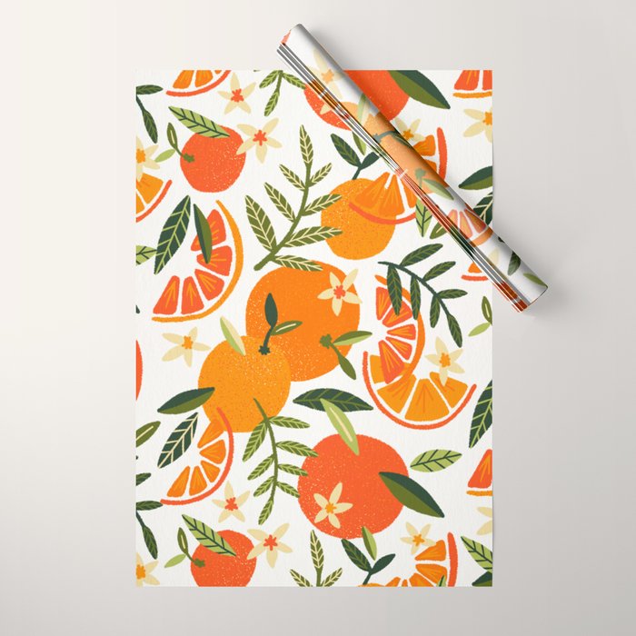 Orange Blooms - White Palette Wrapping Paper Gallery Image 1