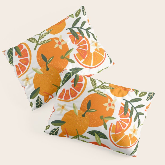Orange Blooms - White Palette Pillow Sham Gallery Image 1
