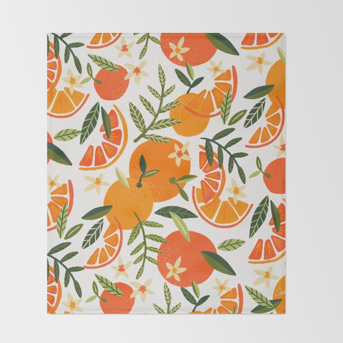 Orange Blooms - White Palette Throw Blanket Gallery Image 2