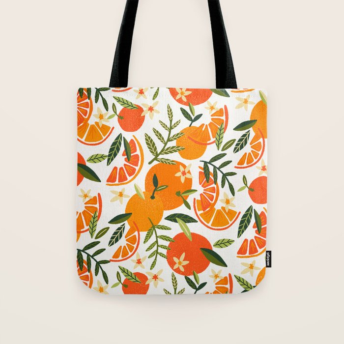Orange Blooms - White Palette Tote Bag Gallery Image 1