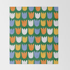 Rows of Tulips in Bloom in Forest Green & Orange Throw Blanket Gallery Image 2