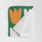 Rows of Tulips in Bloom in Forest Green & Orange Throw Blanket Gallery Image 3