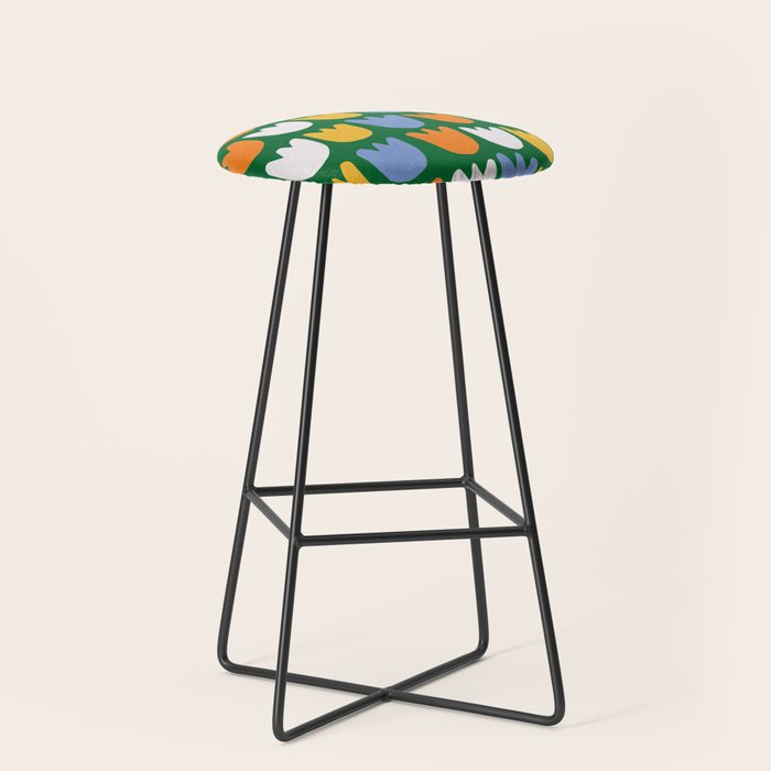 Rows of Tulips in Bloom in Forest Green & Orange Stool Gallery Image 1