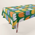 Rows of Tulips in Bloom in Forest Green & Orange Tablecloth Gallery Image 1