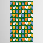 Rows of Tulips in Bloom in Forest Green & Orange Tablecloth Gallery Image 2