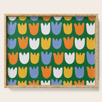 Rows of Tulips in Bloom in Forest Green & Orange Serving Tray Gallery Image 1