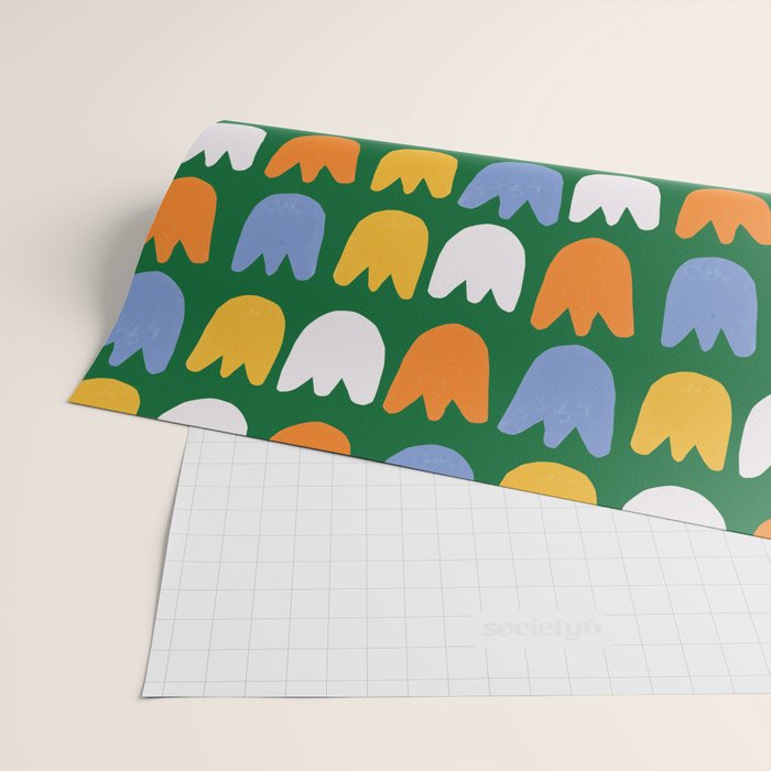 Rows of Tulips in Bloom in Forest Green & Orange Wrapping Paper Gallery Image 2