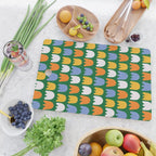 Rows of Tulips in Bloom in Forest Green & Orange Cutting Board Gallery Image 2