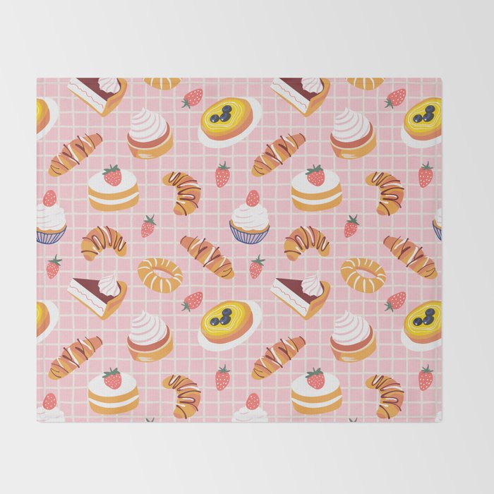 Vintage sweet pastry dessert food pattern Throw Blanket Gallery Image 2