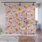 Vintage sweet pastry dessert food pattern Wall Mural Gallery Image 1