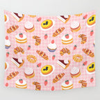 Vintage sweet pastry dessert food pattern Wall Tapestry Gallery Image 4